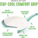 GreenLife Nonstick 8" Frying Pan Skillet, Non-Toxic PFAS-Free Ceramic Nonstick, Dishwasher & Oven Safe, Stay-Cool Handles, Wobble Free, Turquoise