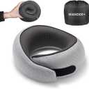 WANDER PLUS Travel Pillow, 100% Pure Memory Foam Travel Neck Pillow Airplane Neck Support Ergonomic Design Best for Sleeping Plane Car Train Office Flight for Adults Grey