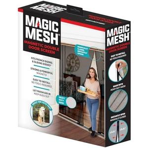 Magic Mesh Double Door | Magnetic Screen Door for Patio, French & Sliding Doors, Heavy Duty Magnetic Closure, Bug Screen for Doorways, Kid & Pet Friendly | Size 75"W x 83"H (Pack of 1)