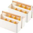 2 Pack Art Caddy Organizer Portable,Marker Box, Large Pen Holder for Desk, Art Supply Storage Bin with Adjustable Dividers for Colored Pencils,Markers,Craft Organizers (Yellow Divider)