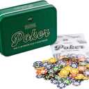 Funtime Gifts Travel Poker Compact Portable Pocket Sized Game Tin Set Gift, Multi-Coloured, PL7440