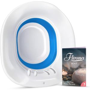 Fivona Sitz Bath for Toilet Seat Postpartum and Hemorrhoids Care - Yoni Steam Seat - Foldable Basin for Epsom Salt Soak - Portable Bidet BPA Free Temperature Resistant - Universal Fit - Blue