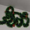 2m*11cm Simulated Madder with Lace Strips Thicked Stripes Christmas Garland Wedding New Year Party Decor (Dark Green with Green Edges)