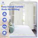TKZTKZ Curtain Rods No Drilling for Windows 32 to 45 Inch:No Drill Small White Curtain Rod with Adhesive Brackets for Bedroom,5/8" Apartment Renter Friendly Adjustable Drapery Rods Easy Install