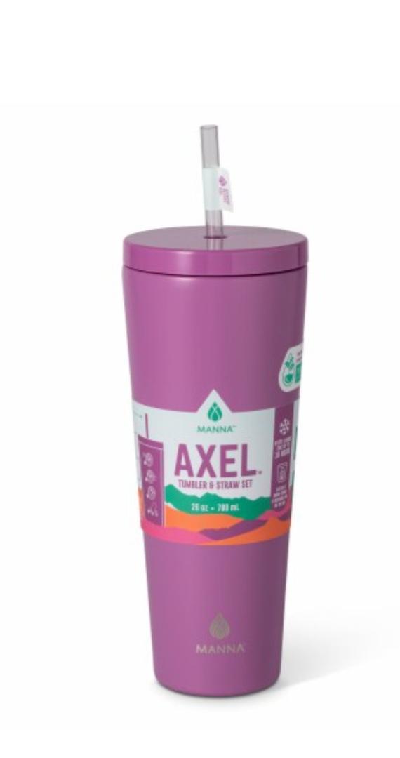 BottlesManna™ Axel™ Stainless Steel Tumbler With Straw - Purple 26oz