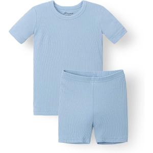 AVAUMA Toddler Short Pajamas Set Baby Boys Girls Kids Snug fit Ribbed Sleepwear pjs for Daily Life Style (Blue), 2T