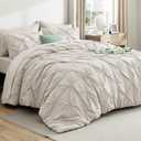 Bedsure King Comforter Set Linen - Bed in a Bag Bedding Set 7 Pieces, GentleSoft Pintuck Bed Set Gift for Family, All Season All Season Down Alternative Comforter with Sheets, Pillowcases & Shams