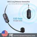 Wireless Microphone Headset Double Professional: Cordless Mic Head for Two People, Heads Handheld Mics 2 in 1- USB-C Rechargeable - 1/4'' and 1/8'' Plug for PA System, Voice Amplifier,Teaching,Fitness