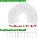 20Pcs Garden Edging Border Landscape Edging Lawn Garden Fence Decorative Landscape Border 20Ft Length Landscaping with 20 Pcs Stakes for Lawn Flower Bed Yard White