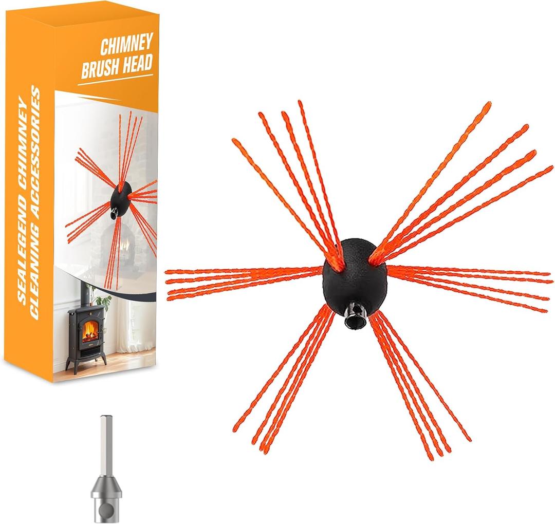 Sealegend 1 Piece Chimney Sweep Brush Replacement, Chimney Cleaning Kit Accessories with Adapter for Electric Drill, Durable Nylon Brush for Fireplace Flue