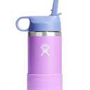 Hydro Flask Kids Water Bottle for School - Stainless Steel and Insulated with Straw Cap - 12 Oz in Anemone Purple