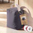 Weighted Door Stopper 5.5 lb - 2 Bonus Draft Stoppers (Up to $15 Value), Heavy Duty Door Stopper with Handle, Floor Safe Fabric Door Stop, Non-Slip for Kids & Pets, 6" L  4.5" W  7" H, Grey