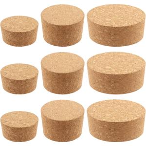 9 Pcs 3 Sizes Large Tapered Cork Plugs Assortment Set #48#34#28 Natural Soft Wood Wine Bottle Stoppers, Wooden Bottle Corks for Wine Beer Glass Bottle and DIY Craft Project