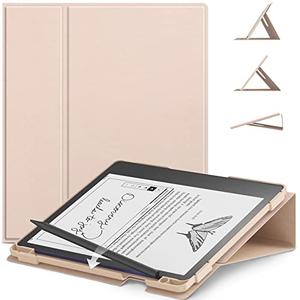E NET-CASE Case for Kindle Scribe 10.2 inch 2024 & 2022 Released, Multi-Viewing Adjustable 360 Degree Rotating Stand Cover for Kindle Scribe 10.2”, Auto Sleep/Wake with Pen Holder, (Rose Gold)