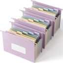 Wheat Straw Expanding Hanging File Folders,1.2" Accordion Pockets File Organizer, Large Capacity, Letter Size for Filing Cabinet, 100% BPA Free, Return to Nature, Healthy Living-3 Packs (Lavender Purple)