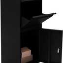 Black Mailboxes for Outside, Anti-Theft Galvanized Steel Large Package Delivery Boxes with Safety Lock, Adjustable Baffle Parcel Drop Box,Windproof and Rainproof Packages Box for front Porch