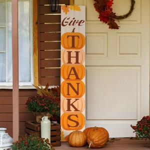 Thanksgiving Wooden Porch Sign 45.2"H Pumpkin Welcome Signs Thanksgiving Outdoor Decor for Fall Harvest Autumn Front Porch Decorations. (Pumpkin)