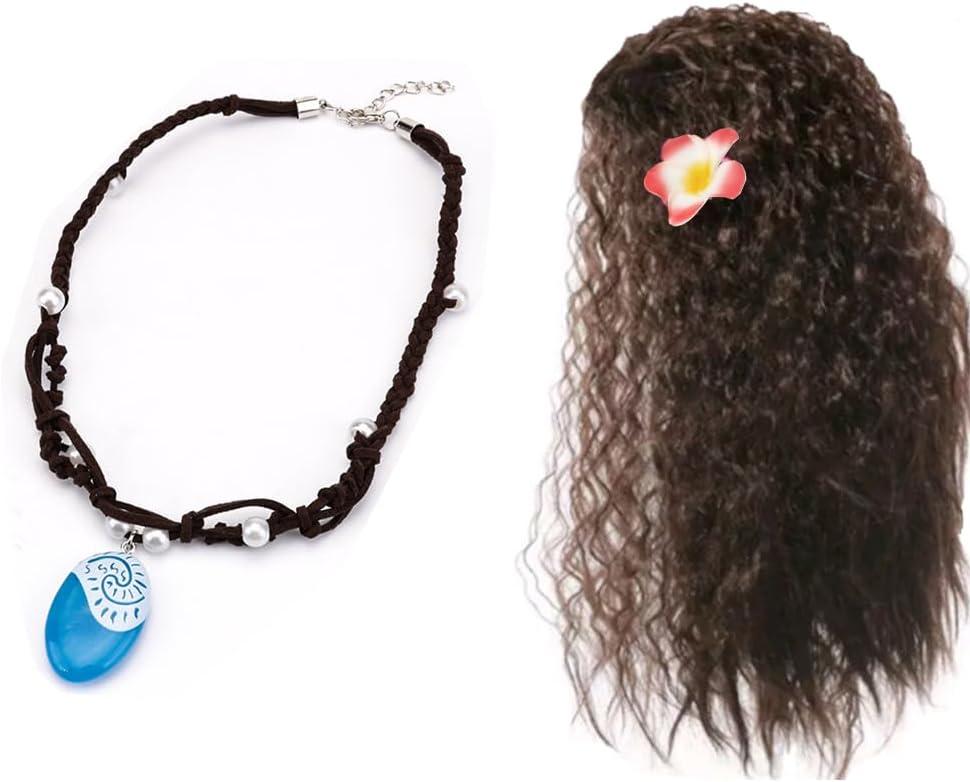 Gilrs Wig and Necklace Dress up Set Halloween Costume Accessories Party Favors Christmas Gift for Girls