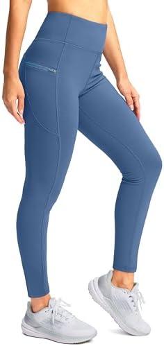 SANTINY Women's Fleece Lined Winter Leggings Water Resistant High Waisted Thermal Hiking Running Warm Pants Women Pockets S