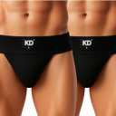KNK Regent Mens Cotton Gym Supporter Jockstrap | 100% Cotton | 3 Waistband | Back Covered (Medium, Black - Pack of 2)