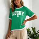 St Patricks Day Shirts for Women: Lucky Irish Shamrock Graphic T Shirt St Paddys Day Tee Tops (XX-Large, Green3)