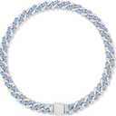 Silver-Plated Blue Diamond Dog Collar - Cuban Style Metal Chain with Secure Buckle, Luxury Durable Collar for Small/Medium/Large Dogs & Puppies (20inch)