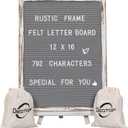 Felt Board With Rustic Vintage Frame and Stand 12x16 Inch, Grey Changeable Message Board Includes 792 Letters, Numbers and Symbols, Hook to Hang, 2 Canvas Bags