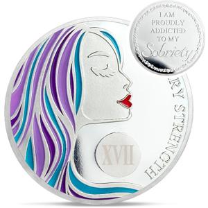 17 Year Sobriety Coin - Courageous Lady AA Recovery Gifts - 17 Years Sober Coins Token - 1-20 Prime Anniversary AA Chips and Medallions for Women - Addiction Na Ha Sobriety Chip Gifts