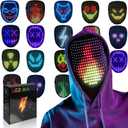 Led Mask with Gesture Sensing, Light up Face Transforming Mask for Halloween Xmas Costume Party