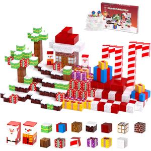 100PCS Magnetic Blocks Set - Magnetic Building Blocks for Boys & Girls, Ages 3-8, Christmas-Themed, STEM Sensory Toys