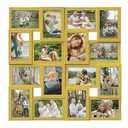 J.M.Deco Collage Picture Frames for Wall 16 Opening, Large Photo Frame Collage Wall Hanging for 4x6 Photo, Reunion Friends Family Memory, Christmas Gift