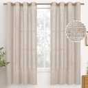 YoungsTex 68 Inch Length Linen Semi Sheer Curtains 2 Panels for Living Room, Light Filtering Textured Drapes with Bronze Grommet Beige Boho Window Treatments for Bedroom Dining, 52 x 68 Inch (Natural)