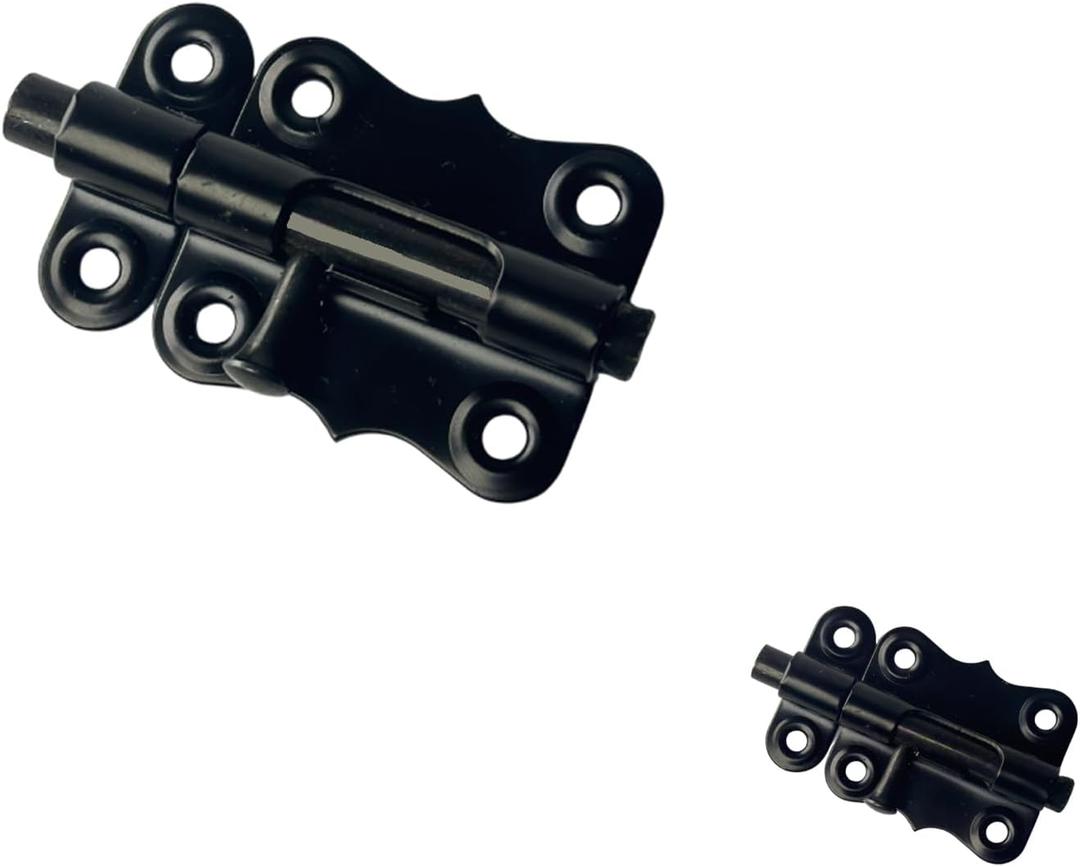 QCAA Deco Sliding Barrel Bolt Durable Steel Constuction, 2-1/2'', Black Coated, 2 Pack, Made in Taiwan