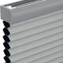 Changshade Cordless Cellular Shades,Blackout Honeycomb Shades for Windows,Pull Down Pleated Blinds,Easy to Install for Indoor Windows and French Doors,Grey Blackout-Color Coordinated,34.5" w x 72" h