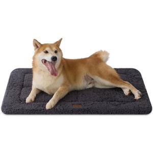 Joydeco Low Profile Dog Crate Mat Reversible Bed Pad, Washable Dog Pad Mat with Ultra Soft Fleece, Compact Design Kennel Beds Mats for Large Medium Small Pets, 35" x 23" Dark Gray