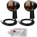 LED Rear Turn Signal Kit,Brake Light/Running Light/directional indicator for Harley Davidson XL883 XL1200 Sportster 1992-UP,Amber Light w/Red/Orange/Smoke Lens,Gloss Black Bullet-Style