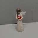 Hodao Angel Figurine with Heart — Wood-Carved Look Resin Christmas Decorations, Indoor Home Decor Ornaments, 8.5" Tall Guardian with Red Heart, Hand-Painted Figurines for Shelf, Mantel & Gift-Giving