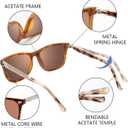 Bifocal Reading Sunglasses Men Clear Top Acetate Frame Sun Readers with Metal Core Wire UV Protection Spring Hinge