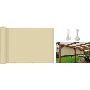 4'x25' 100% Solid Non-See-Through Privacy Fence Screen, Garden Privacy Fence, Full Privacy Protect for Balcony, Backyard,Porch, Railing and Pool, Beige