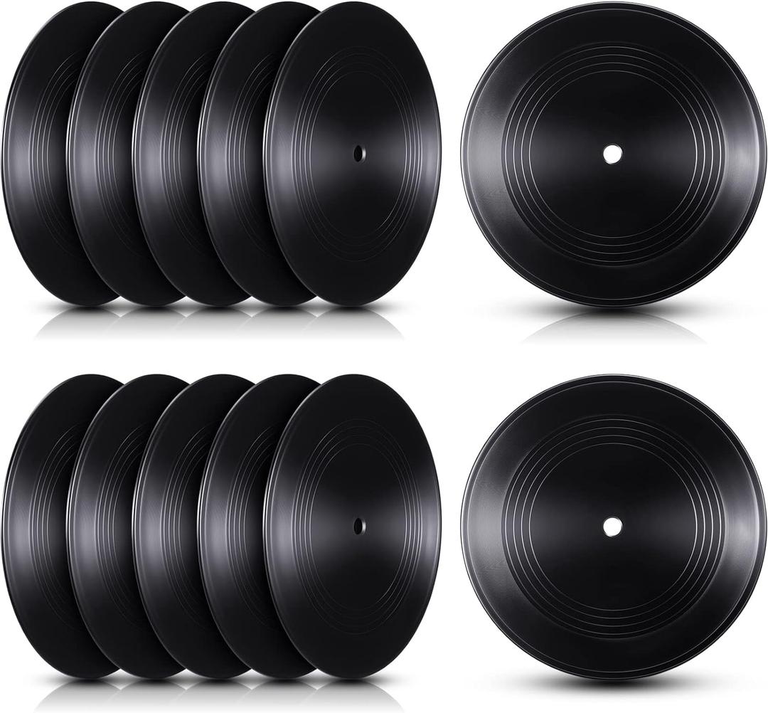 Qunclay 48 Pieces Blank Vinyl Records 7 Inch Black Vinyl Fake Albums Record for Room Wall Aesthetic Decoration Independent Aesthetics Room Decor DIY Projects