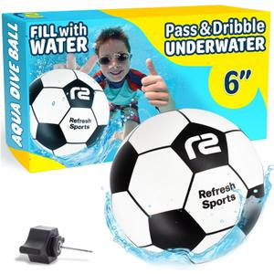 Aqua Dive Pool Ball - Underwater Pool Toys For Kids & Teens - Fun Summer Water Toys & Beach Games for Boys and Girls - Kick, Throw, Pass Underwater - 6" Soccer Ball Gift for 5 6 7 8 9 10+ Year Old