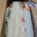 Anibedding 3 Pieces Green Patchwork Quilt Set Queen Size, Bohemian Red Flower Green Plaid Bedspread Coverlet Set with Pillowcases, Soft Microfiber Summer Quilt Bed Cover for All Season (96''x90'')