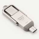 Amazon Basics 128GB USB Flash Drive, Thumb Drive Memory Stick with USB C and USB A Dual Ports, Champagne Silver
