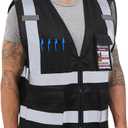 Dib Safety Reflective Vest High Visibility with Pockets and Zipper, Black L
