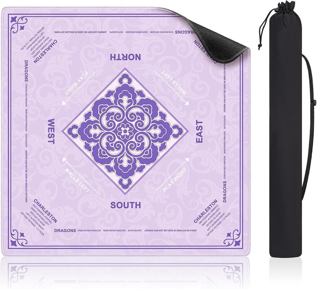 Shipped Rolled Mahjong Mat with Rule Without Creases, 32.5" x 32.5"