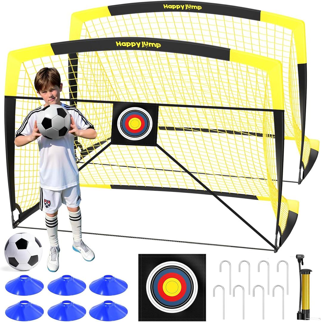 Happy Jump Soccer Goal Pop Up Foldable Soccer Net for Backyard 7'x5', 2 Set
