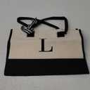 TOPDesign Embroidery Initial Canvas Tote Bag, Personalized Present Bag, Suitable for Wedding, Birthday, Beach, Holiday, is a Great Gift for Women, Mom, Teachers, Friends, Bridesmaids (Letter L)