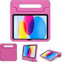 ProCase Kids Case for iPad A16 11th Generation 2025/iPad 10th Generation 2022 with Pencil Holder, iPad 11/10 Case Shockproof Lightweight Cover with Stand Convertible Handle for Children -Magenta