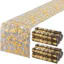 Mixweer 10 Pieces Gold Table Runner 11 x 110 Inches Sequin Table Runners for Thin Mesh Decorations Party Wedding Birthday Bridal Shower Event(Black, Gold)