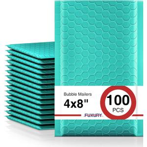 Fuxury Small Bubble Mailers 4x8" 100 Pack, Teal Bubble Mailer, Self Seal Padded Envelopes Gifts Mailing Envelopes Bubble Padded, Bubble Envelopes for Shipping, Small Business Usable Size 4x7"